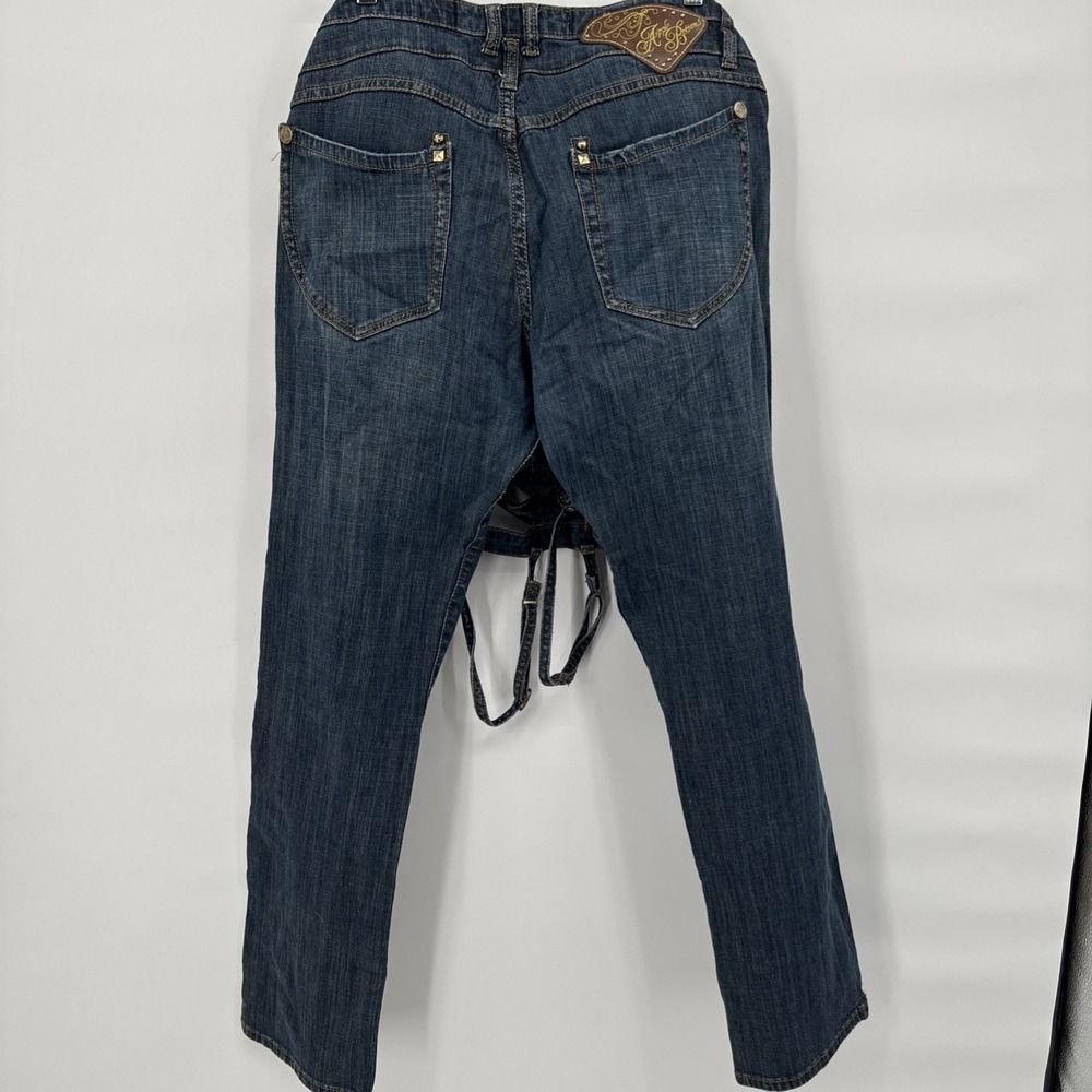 Apple Bottoms Denim Jumpsuit Womens Halter Strappy 13/14 Y2K VTG Hiphop - Picture 12 of 16